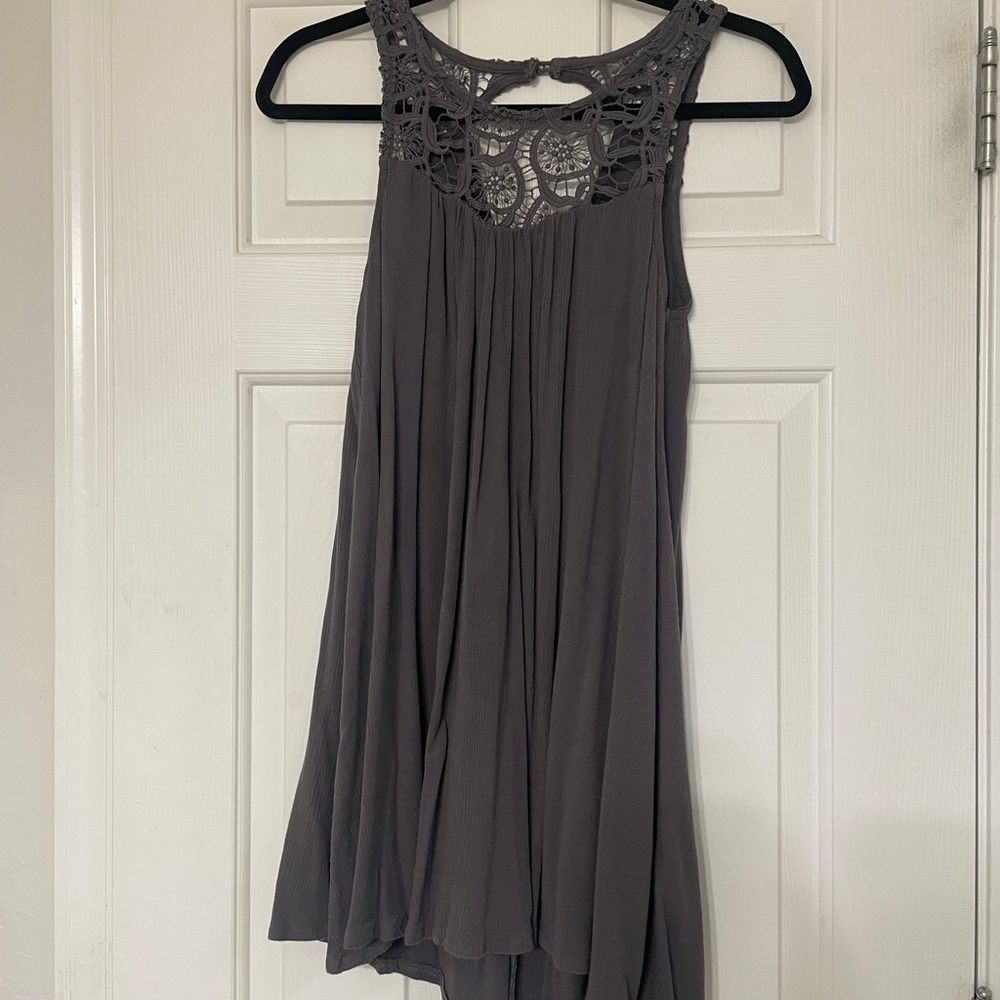 Gray Lace Mini Dress